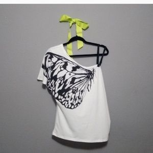 Black and White Butterfly Imprint Top
